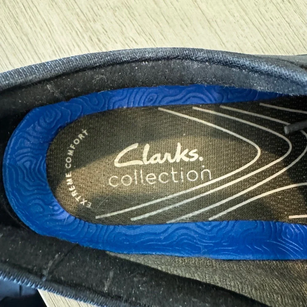 Clarks Collection Men 9 EU 42 Navy Blue Leather Derby Shoes Grey Sole‎ Lace Up